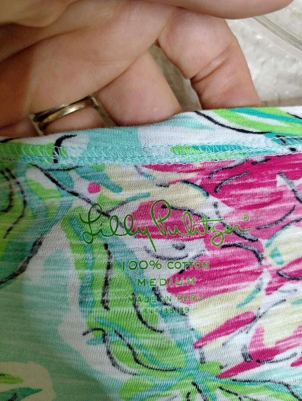 Lilly Pulitzer Spike the Punch Cassie Slub Cotton Long Sleeve Tee Sz M - Picture 5 of 8